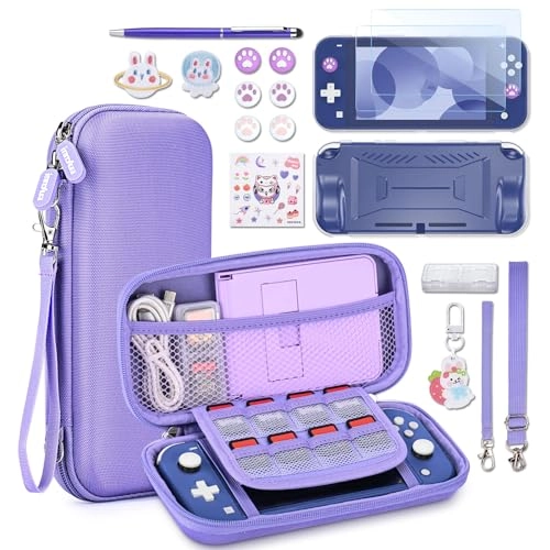 Switch Lite Carrying Case + Switch Game Case + Switch Lite Screen Protector + Switch Thumb Grips