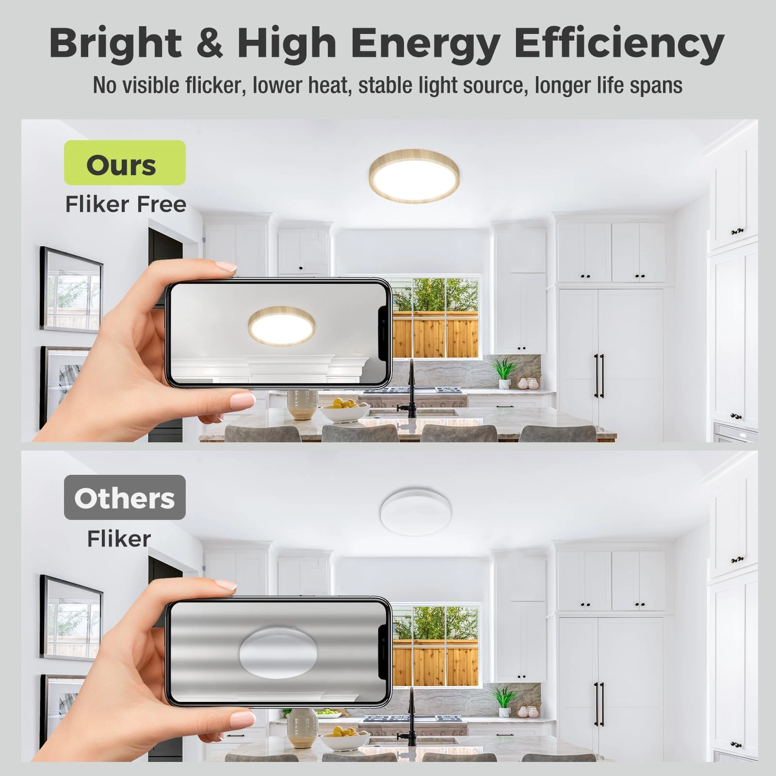 Flush Mount LED Ceiling Light - 3000K 4500K 6000K Dimmable