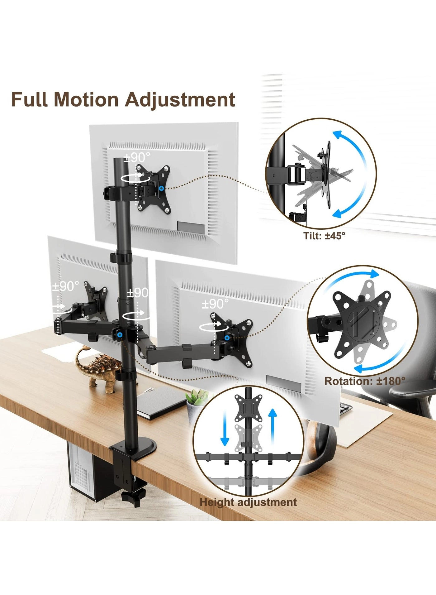 Monitor Mount - 3 monitors 13-32 Inch 75 x 75 / 100 x 100