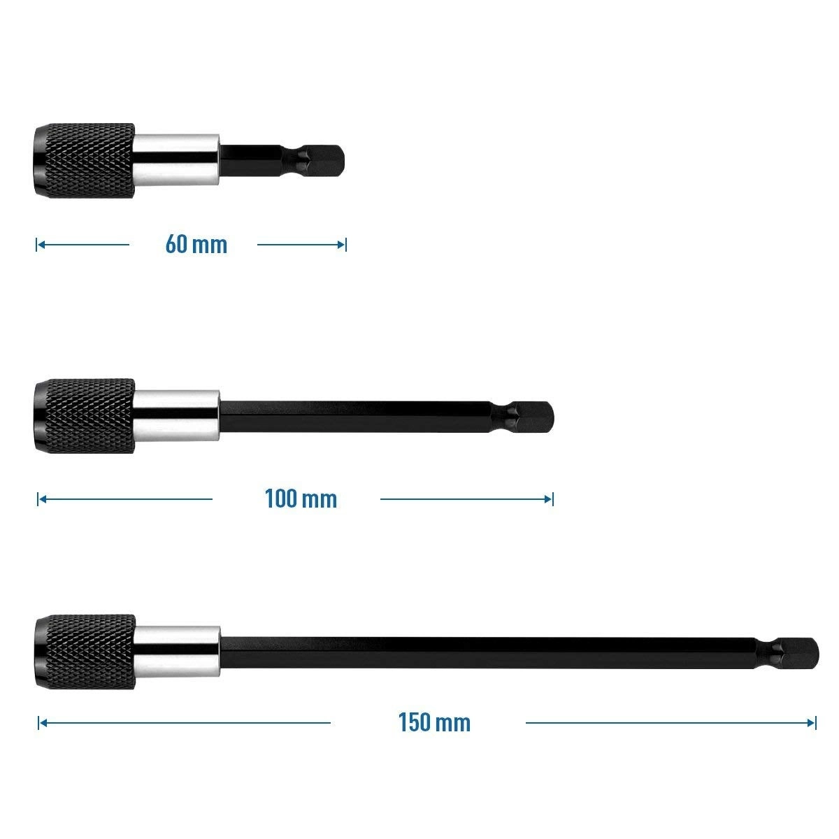 Quick Release Bar Socket Screwdriver Bit Holder - 60mm 100mm 150mm 1/4" (6.35mm)