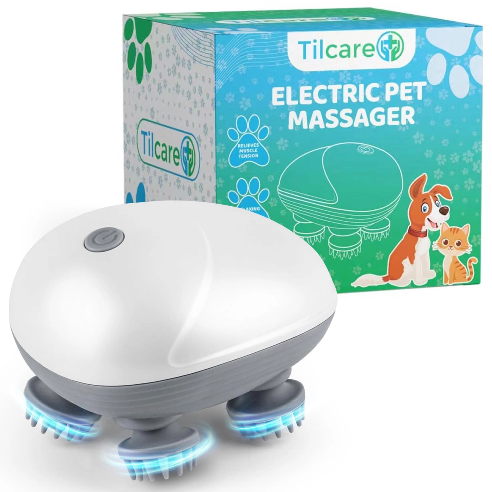 Tilcare Handheld Pet Massager - Electric Four Rotating Heads
