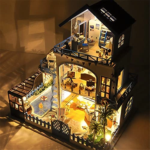 Miniature House Kit - Wooden With Lights DIY