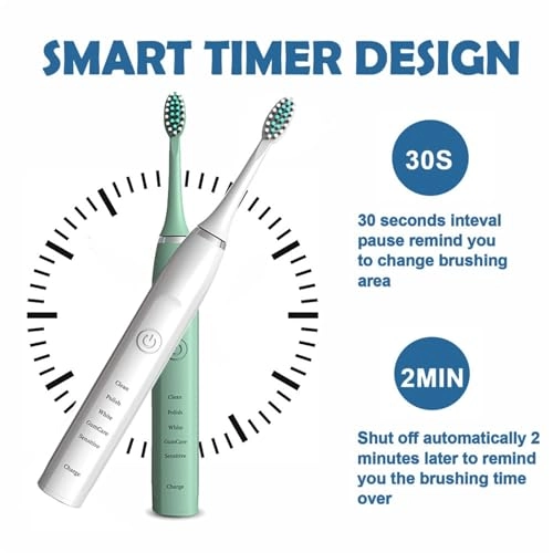 Sonic Electric Toothbrush - 3 Brush Heads 5 Cleaning Modes