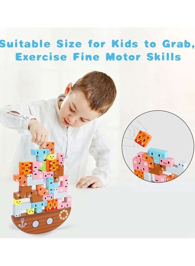 Wooden Animal Blocks Stacking Toy - 24 pieces