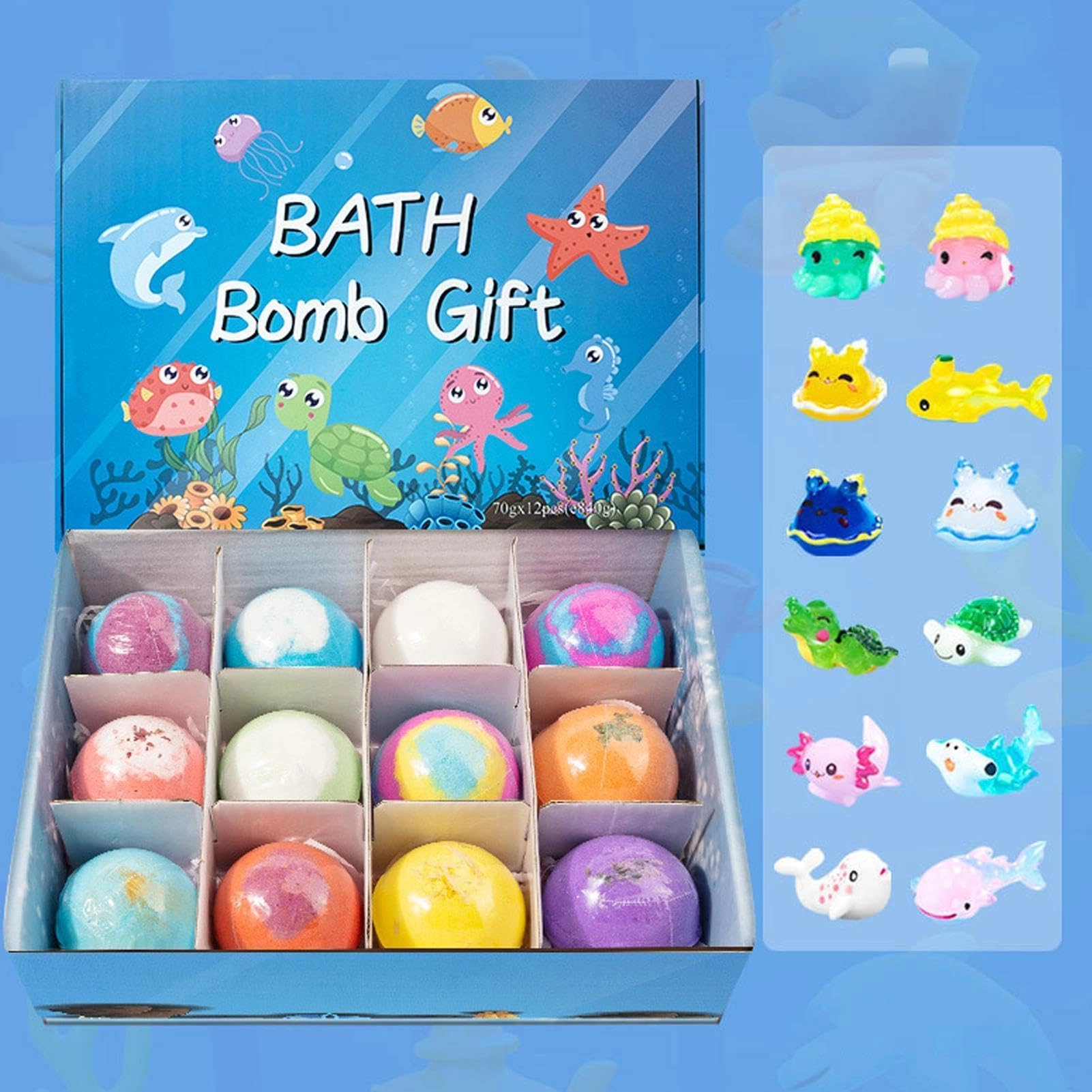 Qidures Kids Bath Bombs - 12Pcs Animal With Toy Inside
