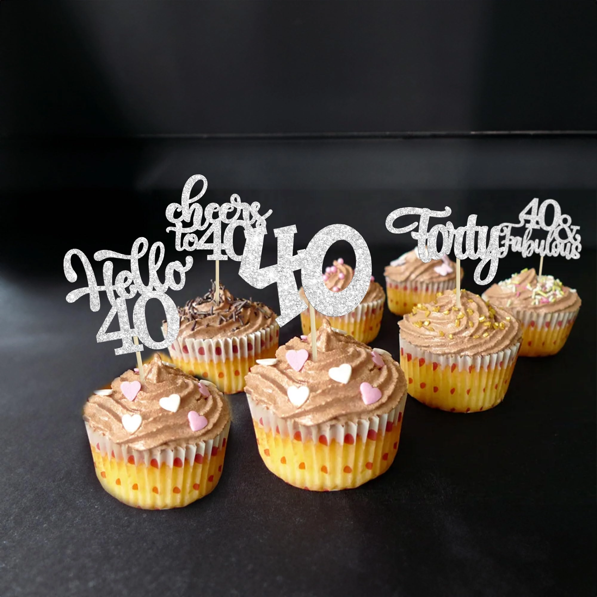 Happy 40th Birthday Cupcake Toppers - 30Pcs Birthday