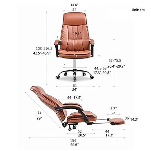 Desk Chair - PU Leather Brown High Back