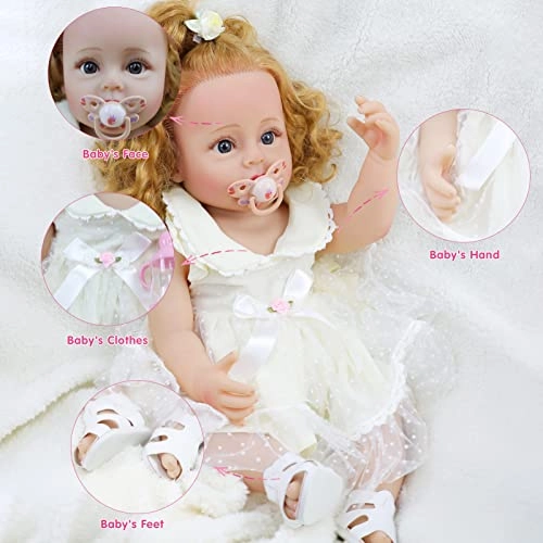 Reborn Baby Doll - 22 Inch Silicone Blonde Ages 3+ Gift Set