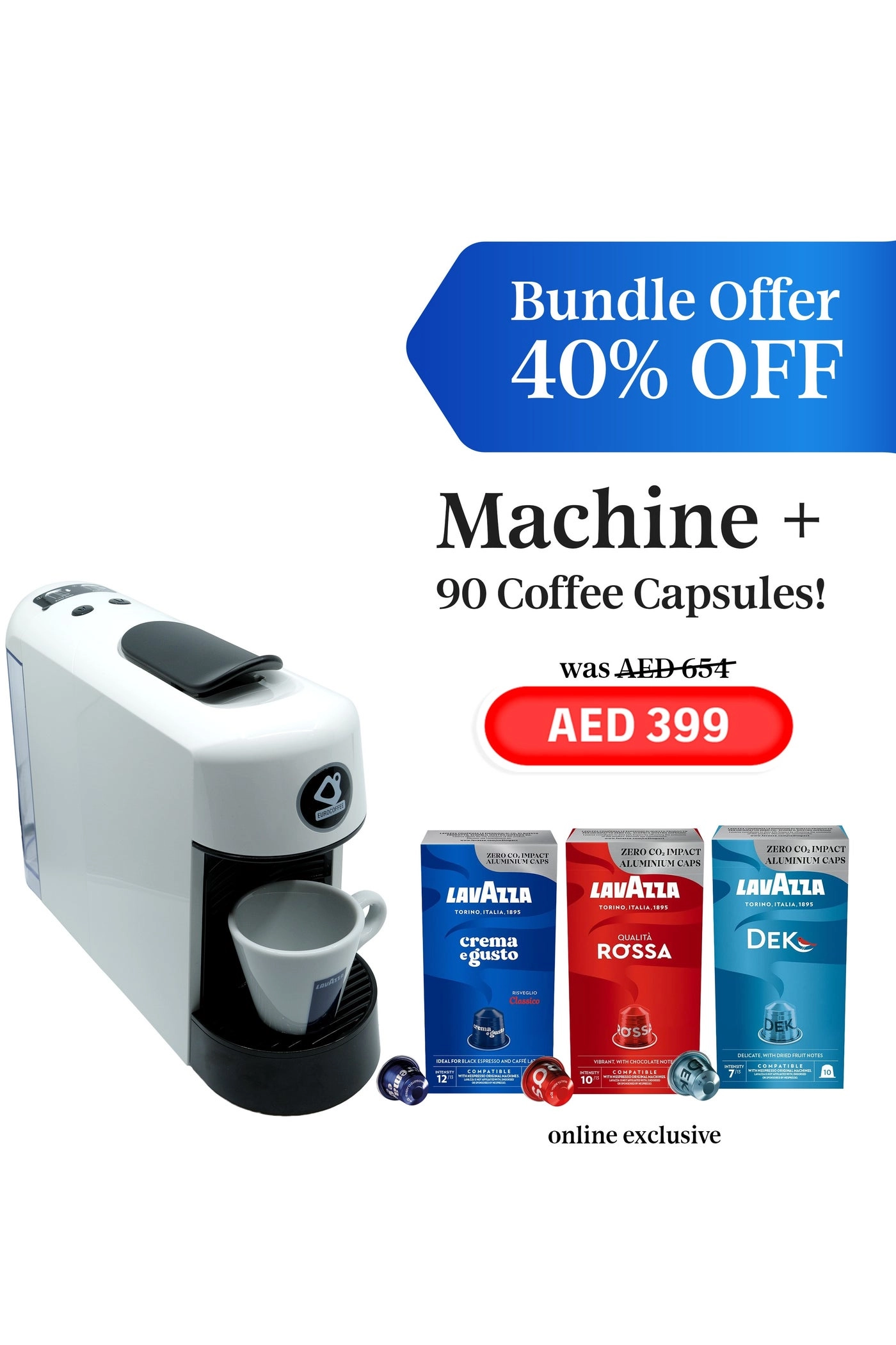 Cino Pinta + Lavazza Capsules - 3 Boxes of 30