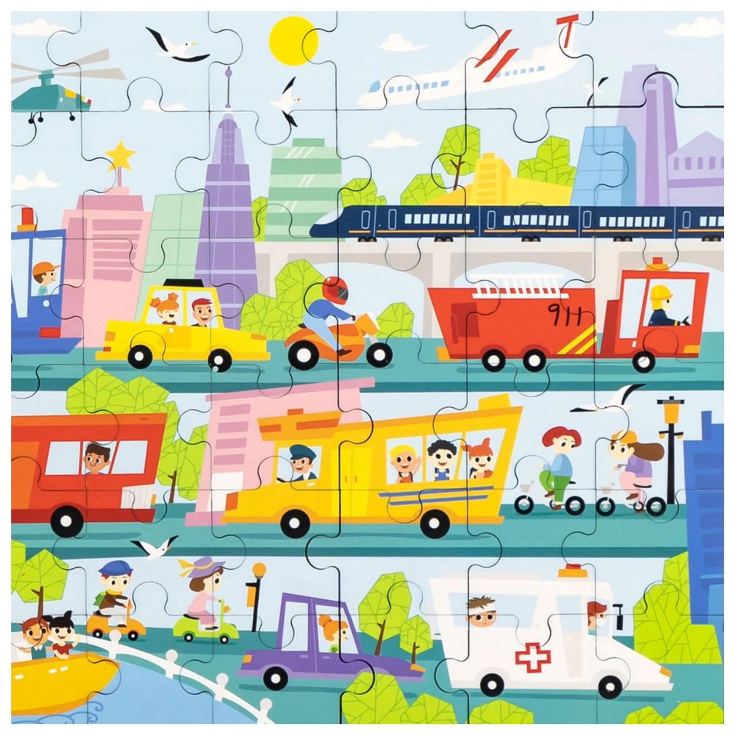 City Transportation Wooden Puzzle (PCG-44582) - 48 pcs