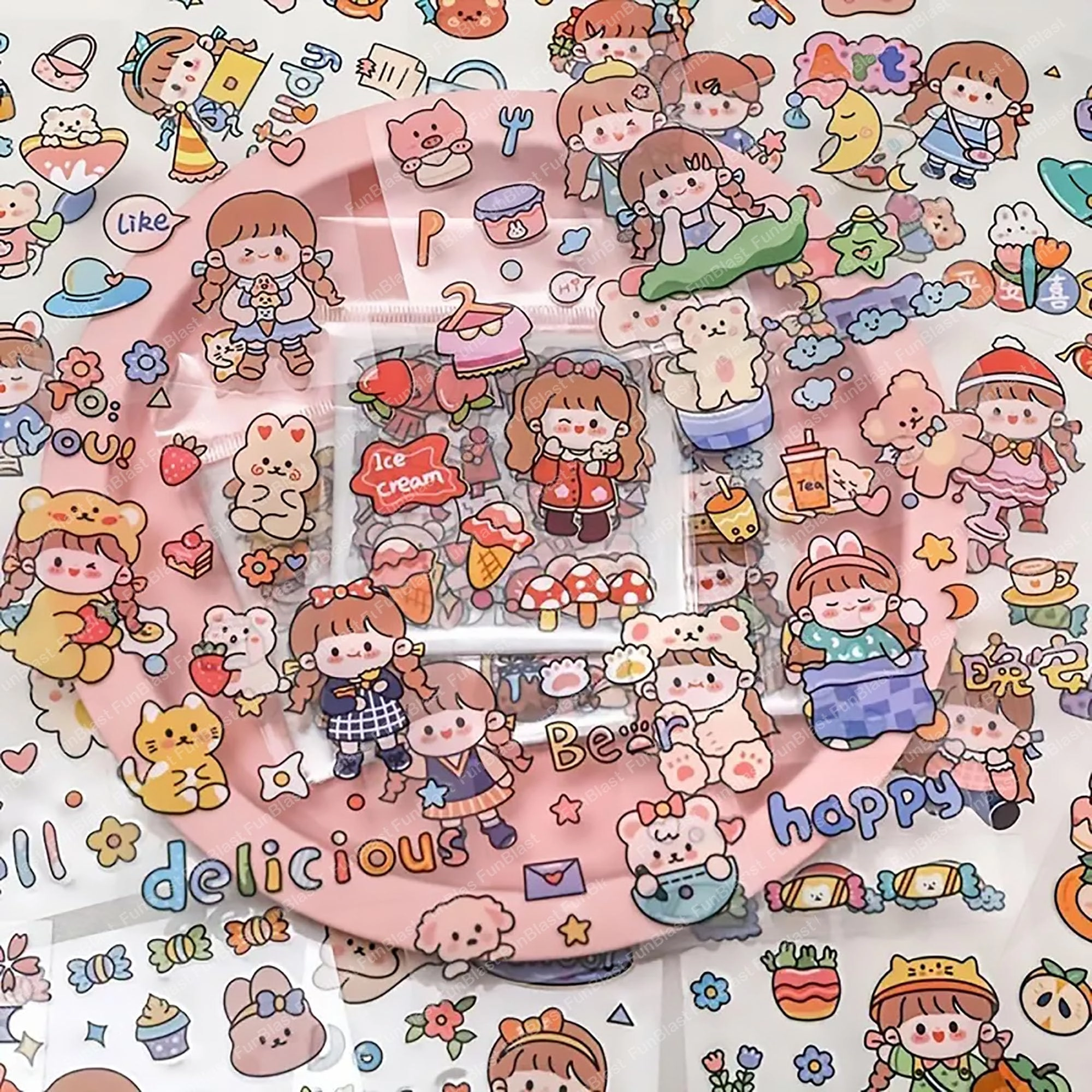 FunBlast Cute Kawaii Stickers - 100 pages 100 pcs