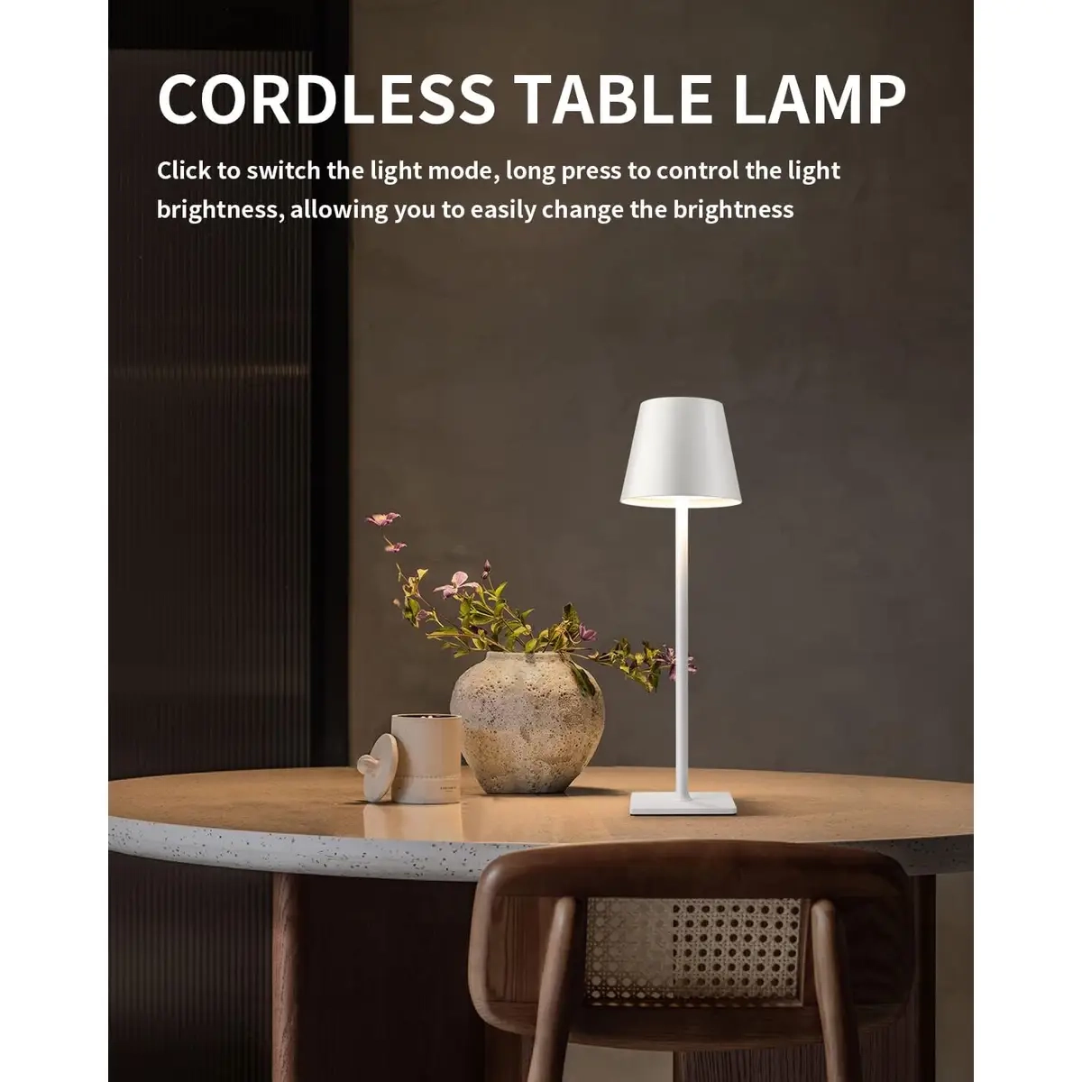 Cordless USB Rechargable Dimmable Table Lamp - 5 W 4000mAh
