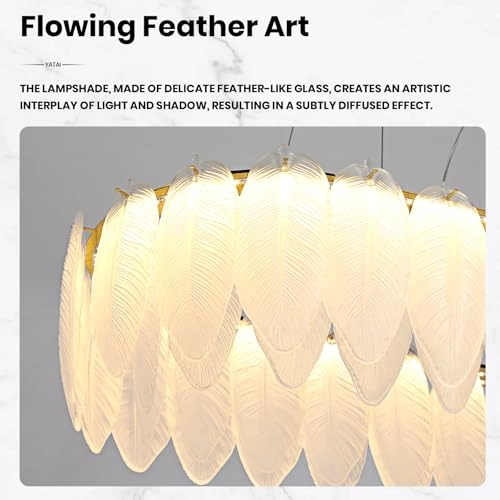 Flowing Feather Art LED Chandelier - Up to 39.3 inches (100 cm), adjustable