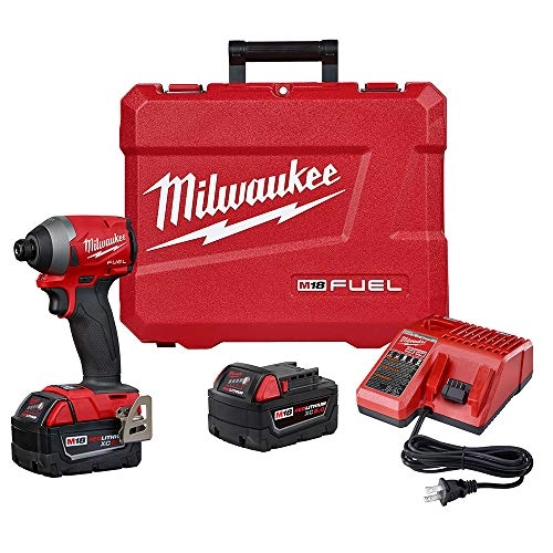 M18 FUEL 1/4" Hex Impact Driver + M18 REDLITHIUM XC5.0 - 5.0Ah + M18 & M12 Multi-Voltage Charger + Belt Clip + Bit Holder + Carrying Case