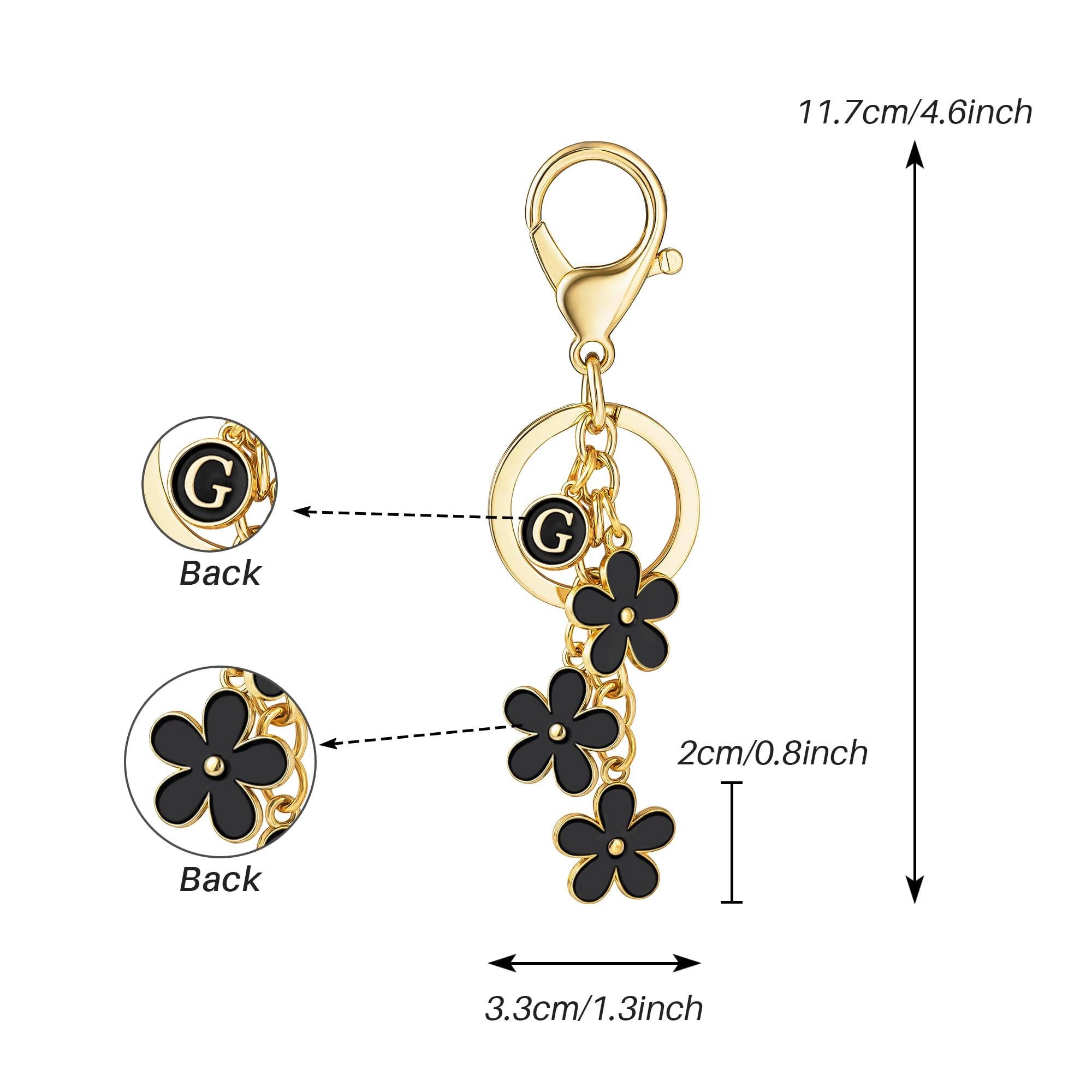 Initial Keychain - Floral