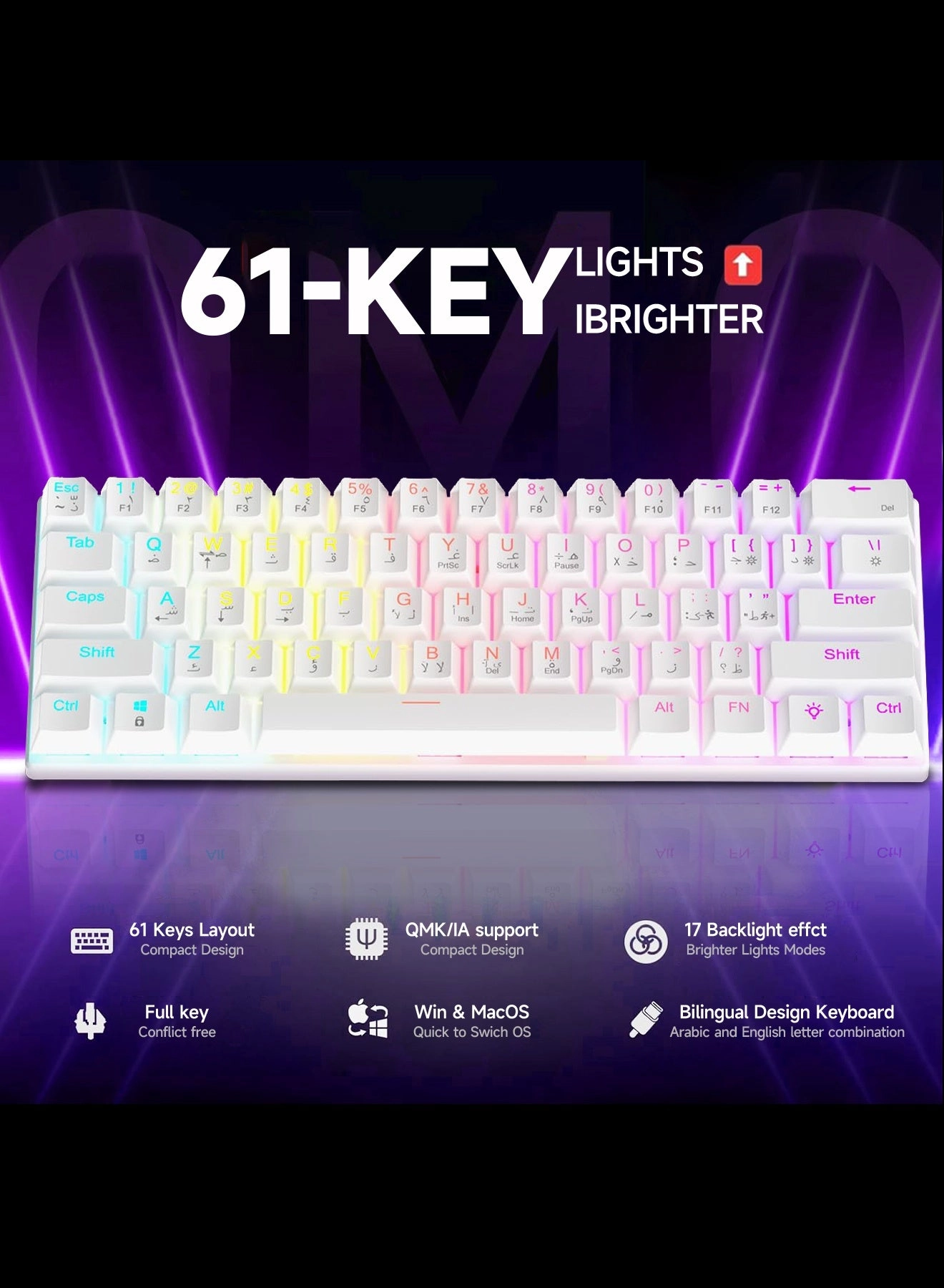 60% Gaming Keyboard + Honeycomb Optical Mouse