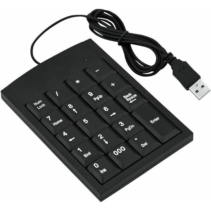 USB Numeric Keypad - 10 Key Black Portable