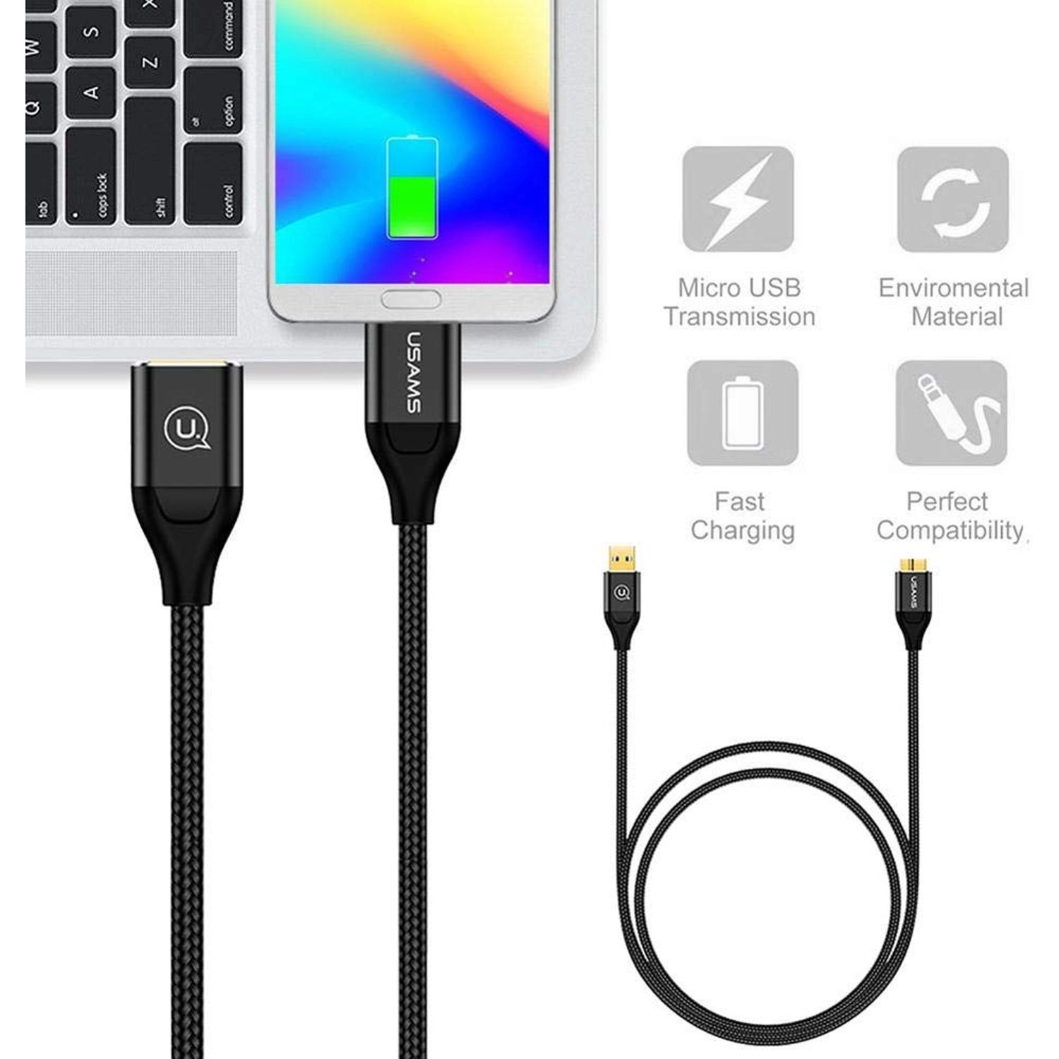 Hard Drive Data Cable USB-A to Micro USB-B 1m