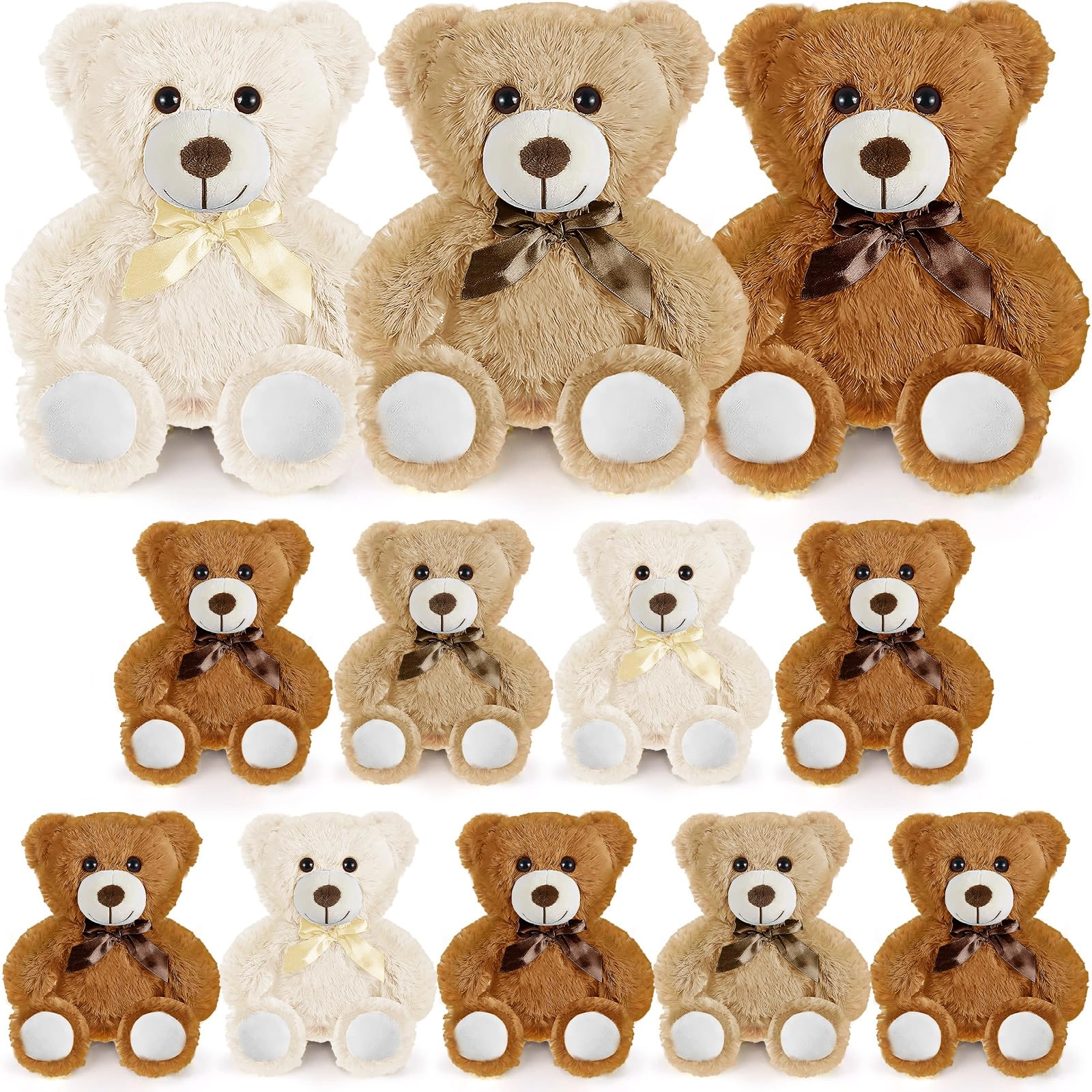 jtkdg Teddy Bear Small 35 cm Plush - 12 Pack 3 Colors