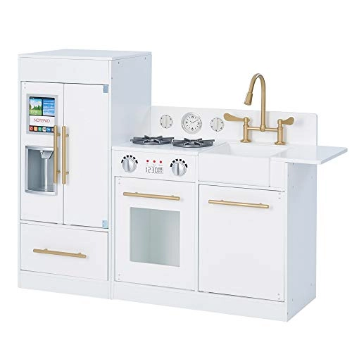 MZA STORES Little Chef Charlotte Modern Modular Interactive Wooden Play Kitchen