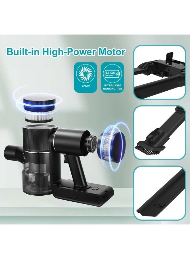 Cordless Vacuum Cleaner - Lightweight Stick Design Motorized Head Black and Silver