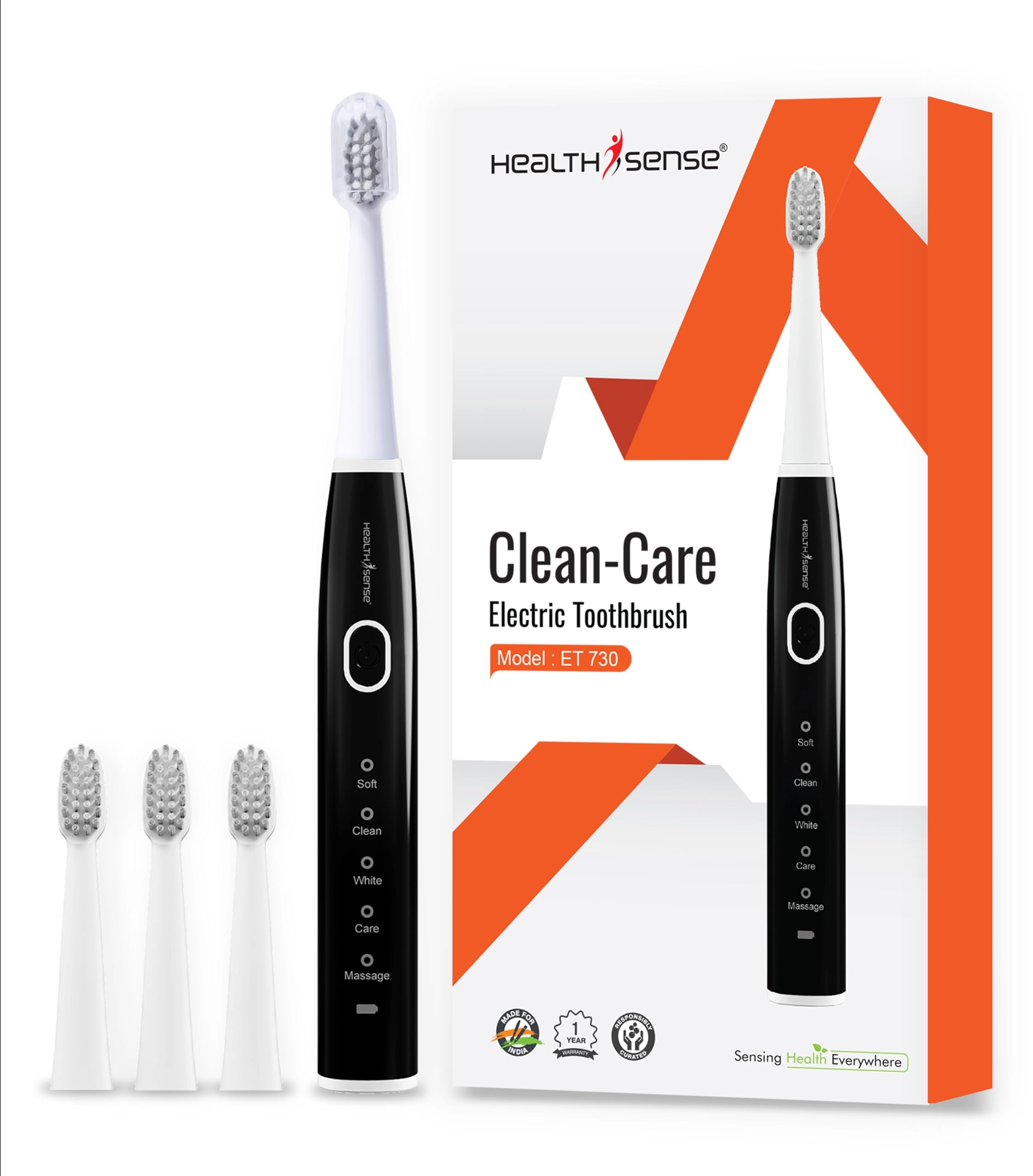 HealthSense ET730 - Rechargeable 4 Brush Heads 5 Modes