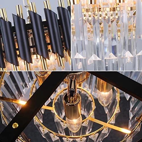 Crystal Chandelier - 15.7'' 3-Tier Back Gold