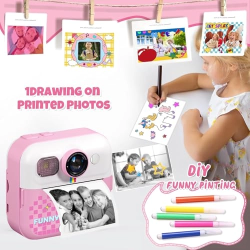 Kids Camera - Instant Print Pink