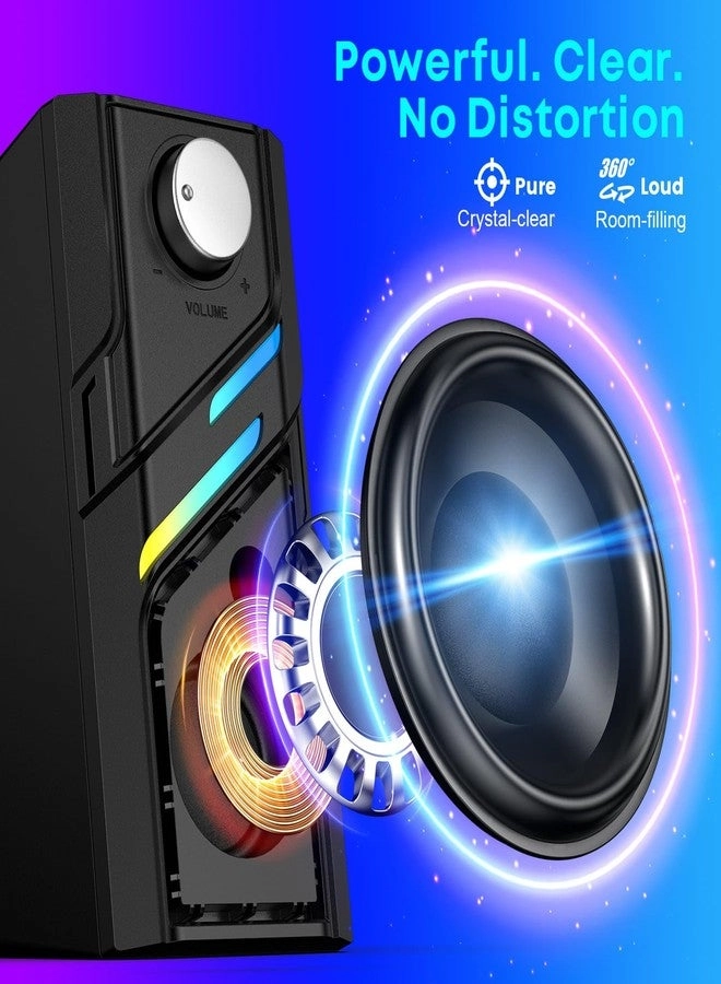 Computer Speakers - Easy Knob Touch Lights USB AUX Plug and Play