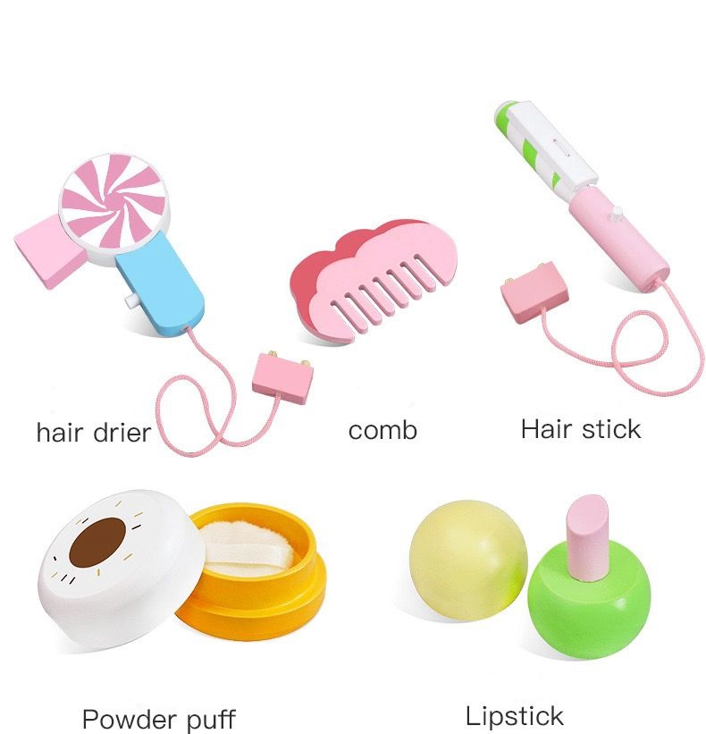 Kids Wooden Makeup Set With Table - 15+ pcs (43317731-FP_2105_16)