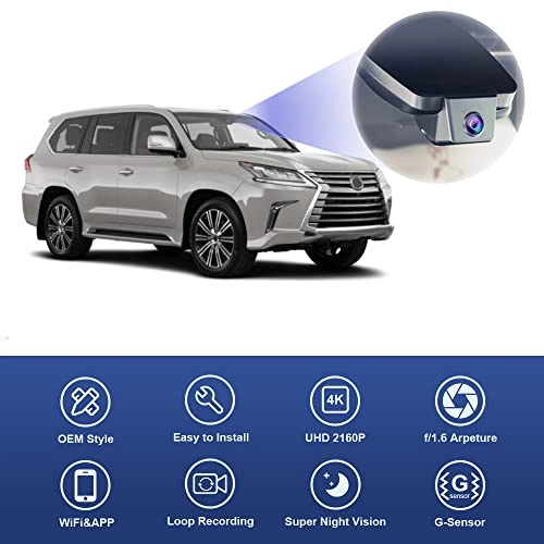 LX570 LC200-4K Front Only - 2160P Night Vision Wi-Fi for 2017-2021 Toyota Land Cruiser LC200 & Lexus LX570