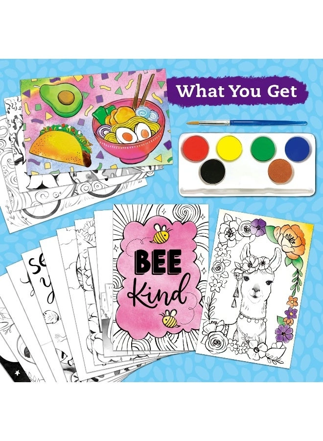 Watercolor Wishes - Watercolour paints, a booklet of beginner-friendly painting techniques, art cards and a brush
