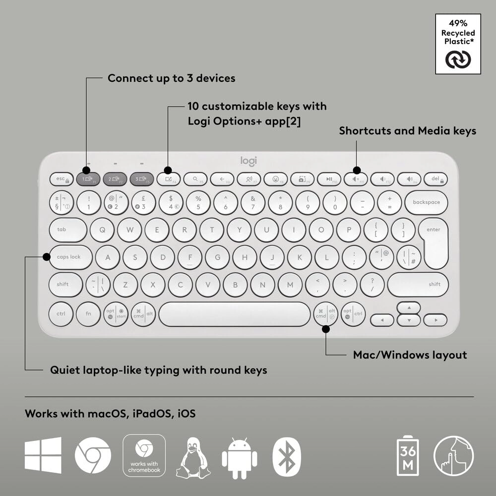 Pebble Keys 2 K380s - QWERTY Wireless