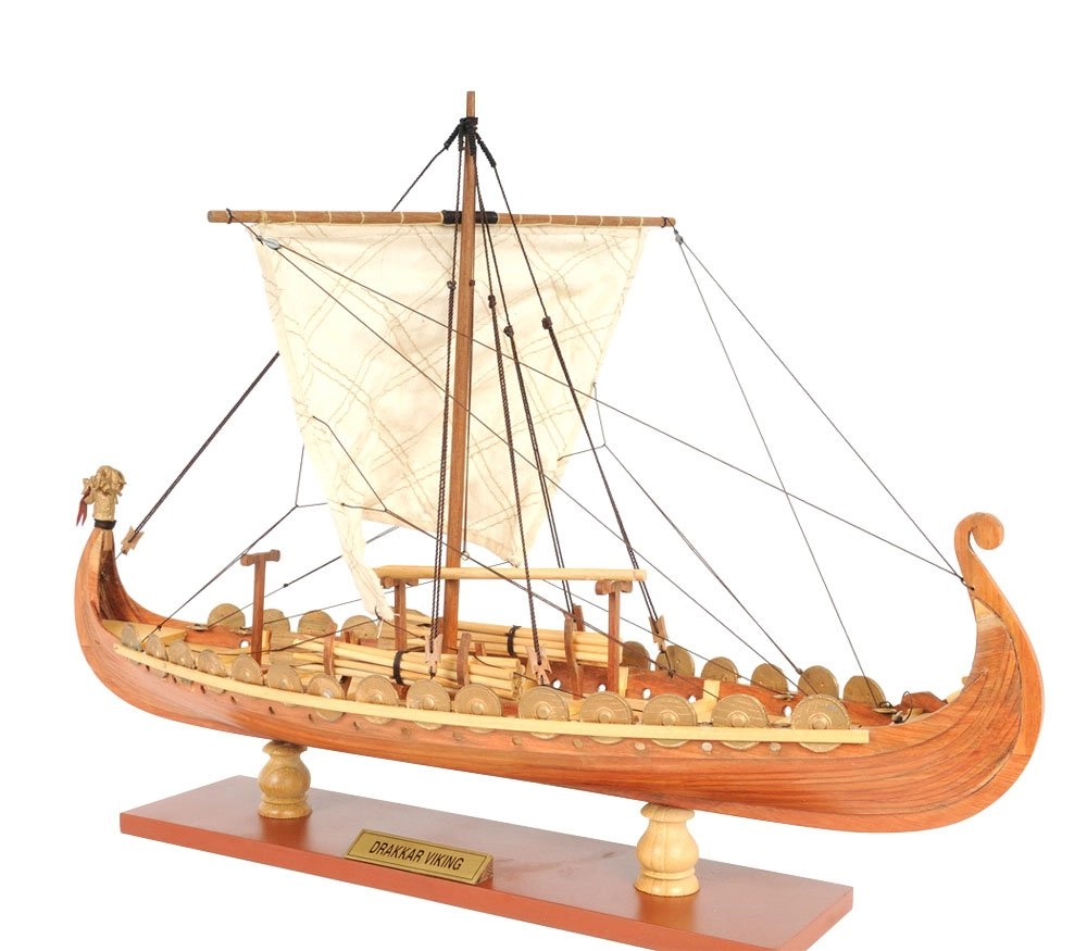 Drakkar Viking Small Boat Model - Fully Assembled Museum Quality 15.0L x 9.0W x 12.5H Inches