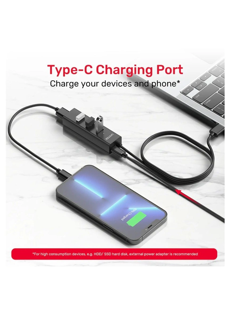 4-in-1 USB-A Hub - 5Gbps 1.2 m cable