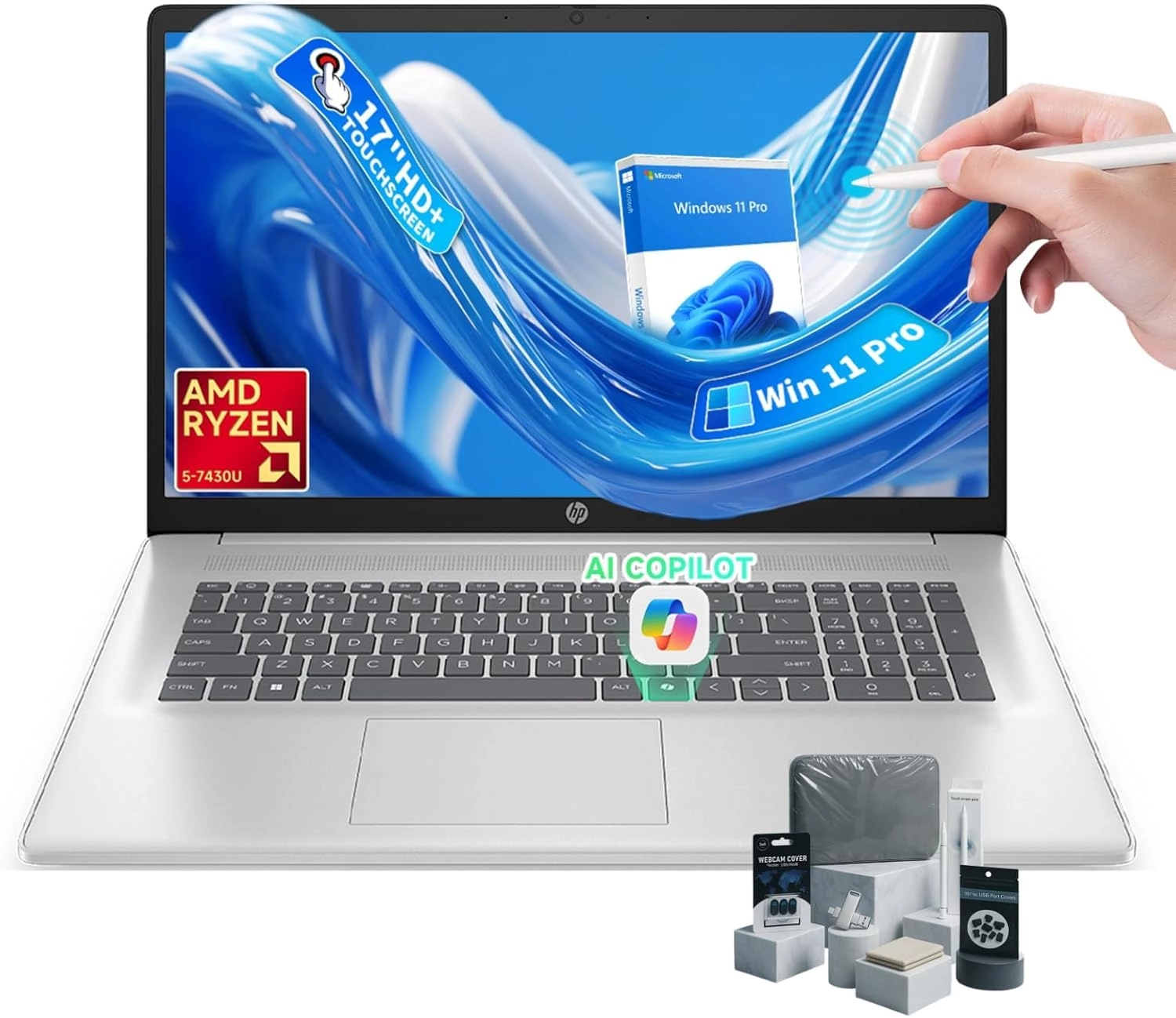 HP 17 Laptop - 17.3'' 1 TB 16 GB Ryzen 5 7430U