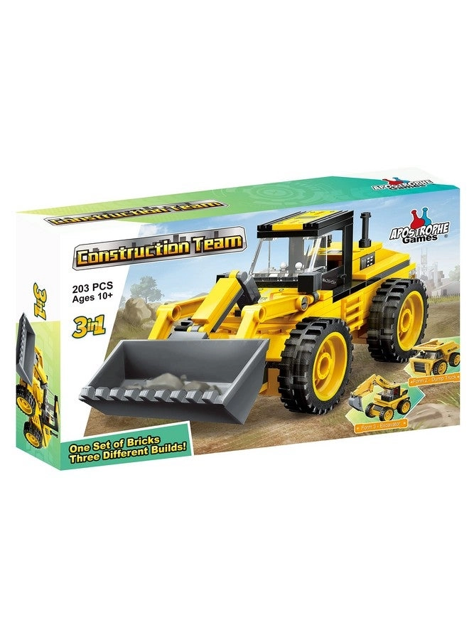 3 in 1 Construction Team Building Block Set - 203 pcs