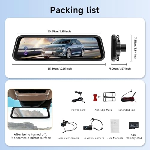 WiFi Mirror Dash Cam - 2K