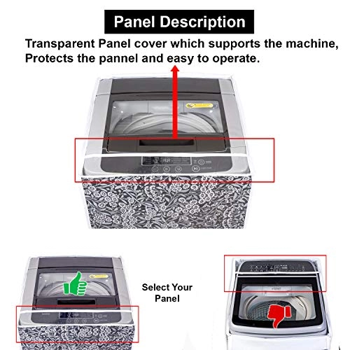 Top Load Washing Machine Cover - 6kg-7.5kg Black Flower