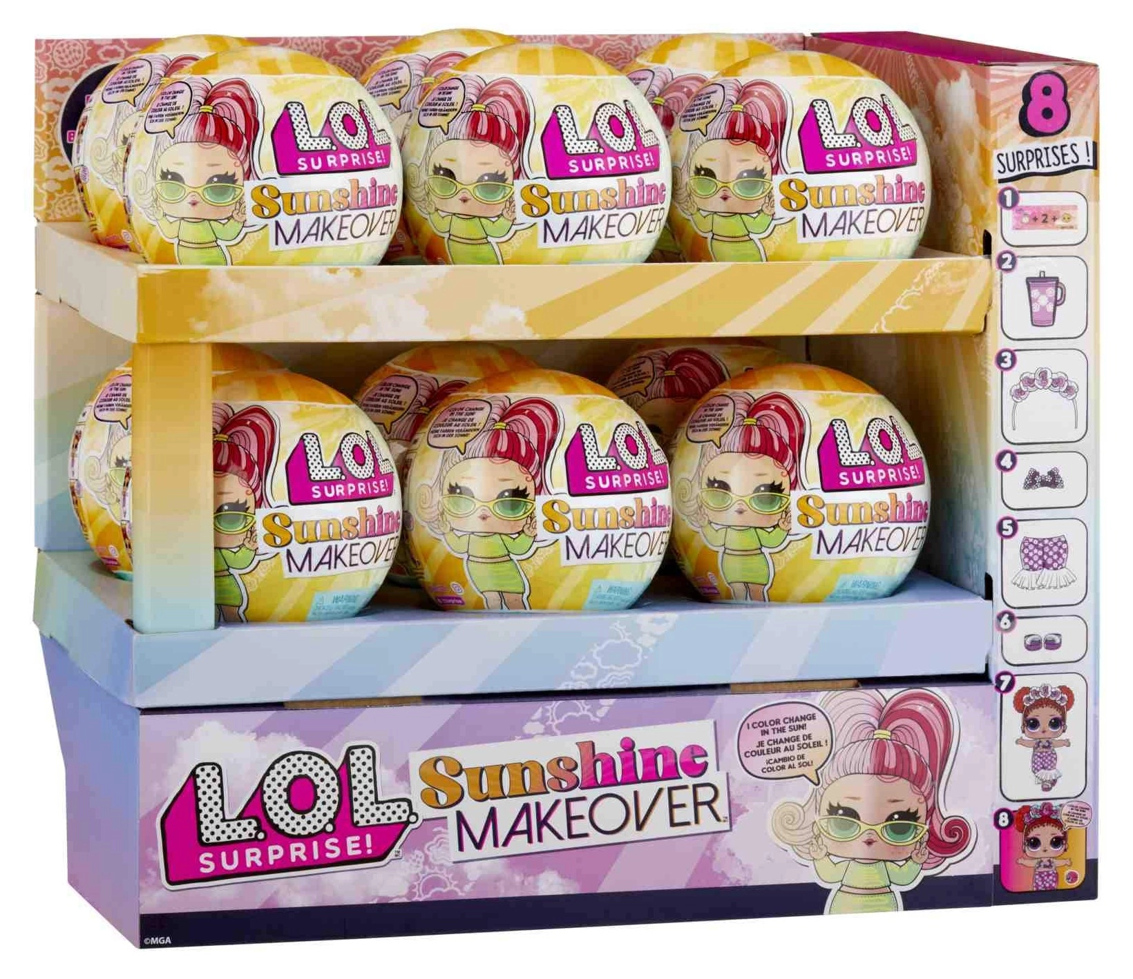 MGA Entertainment Sunshine Makeover Doll - 8 Surprises Color Change