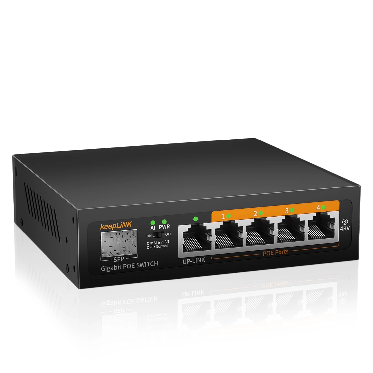 keepLiNK 5 Port PoE 6-ports