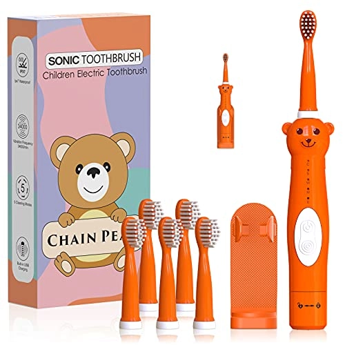 Kids Sonic Electric Toothbrush - Rechargeable 6 Brush Heads 2 Min Timer