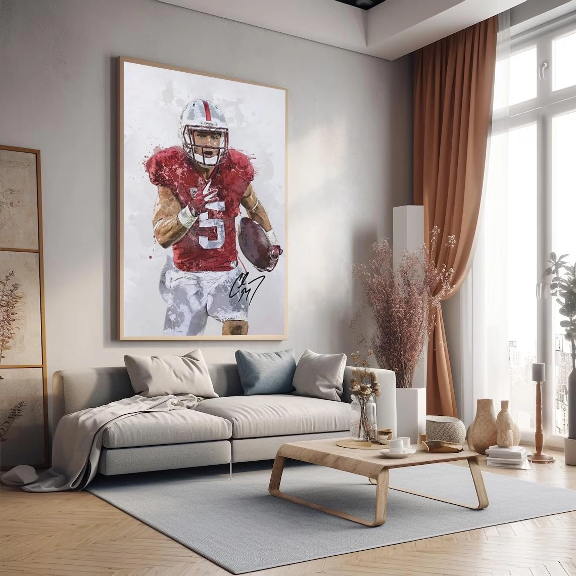 Christian McCaffrey Poster - Canvas 24 x 36 in Framed