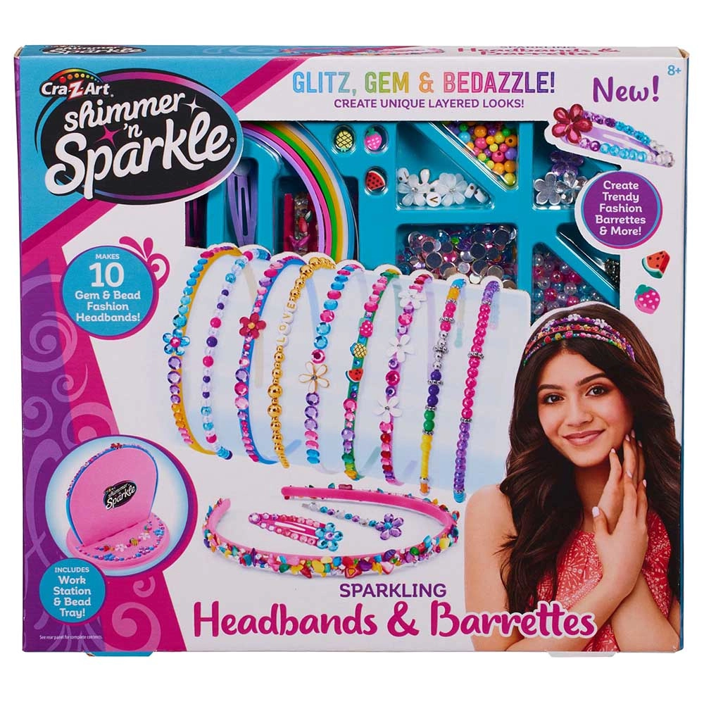 SHIMMER N SPARKLE Sparkling Headbands & Hair Charms Kit - 10 Headbands 2 Barrettes 2 Hairpins