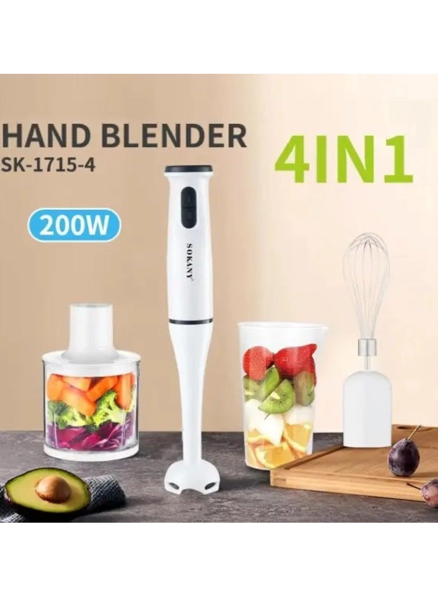 SK-1715-4 - 4-in-1 Hand Blender Plastic Wand