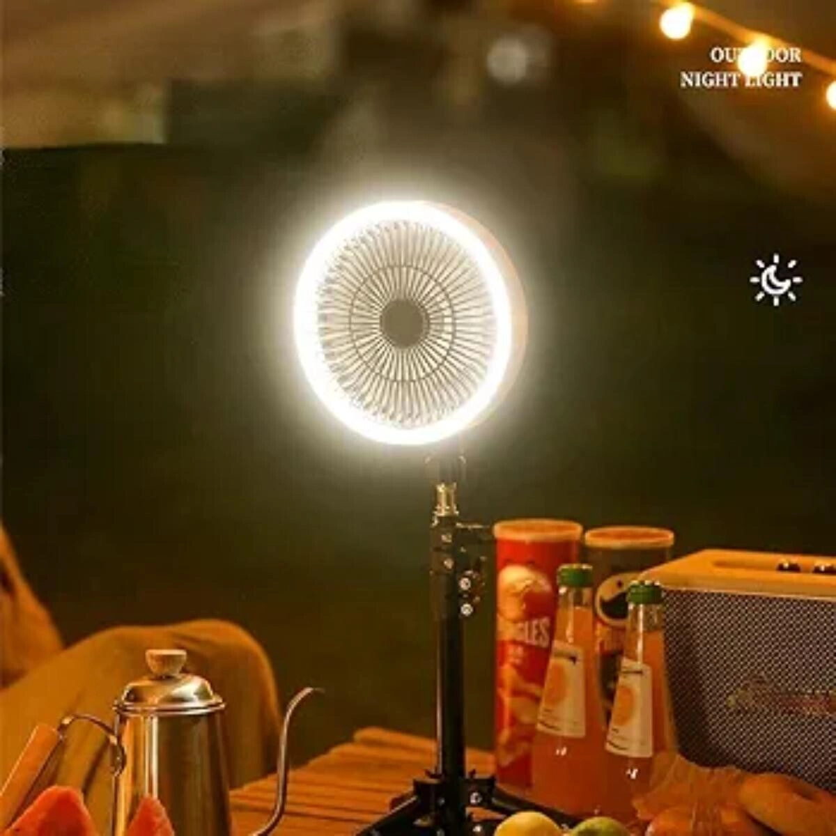 Portable Table Fan - 3-in-1 10W USB Rechargeable LED Ring Light