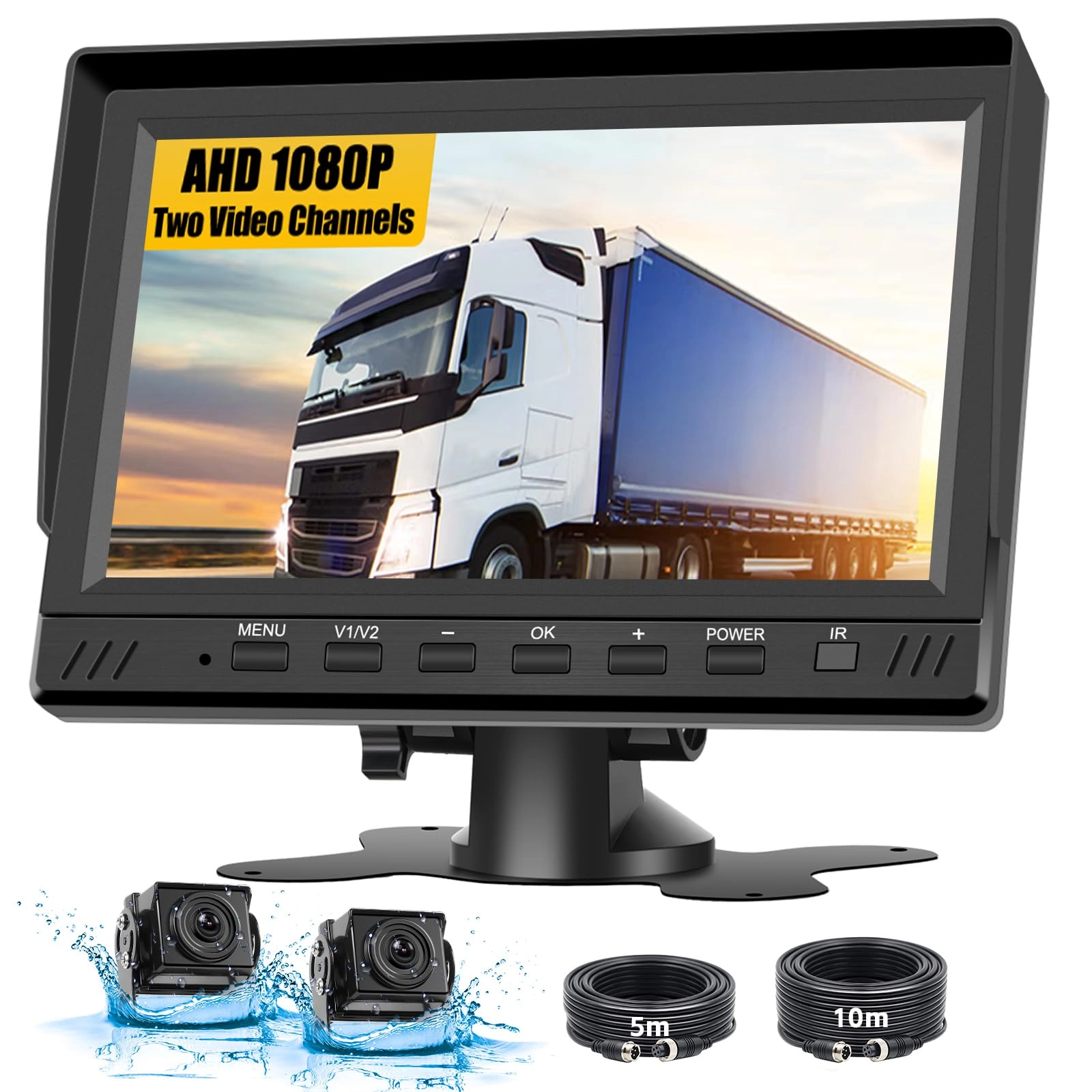 Backup Camera - 720P Night Vision + AHD Monitor - 7 inch Bluetooth