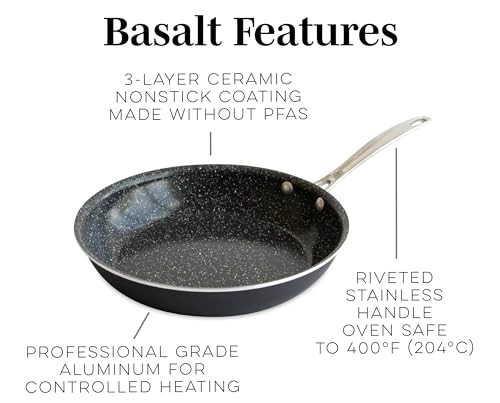 Basalt Aluminum Saute Skillet - 8-Inch Nonstick Ceramic Coating