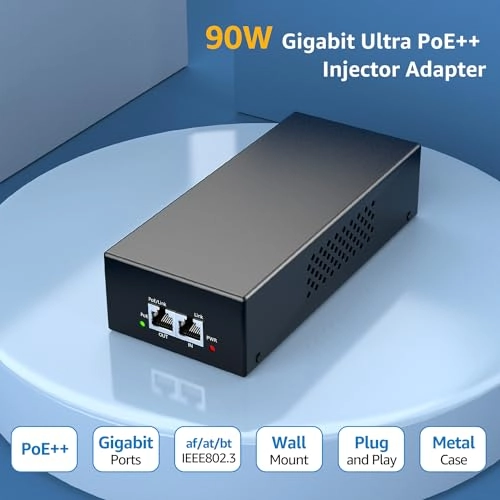 Gigabit PoE Injector - 90W 2 ports IEEE 802.3bt/at/af 10/100/1000Mbps