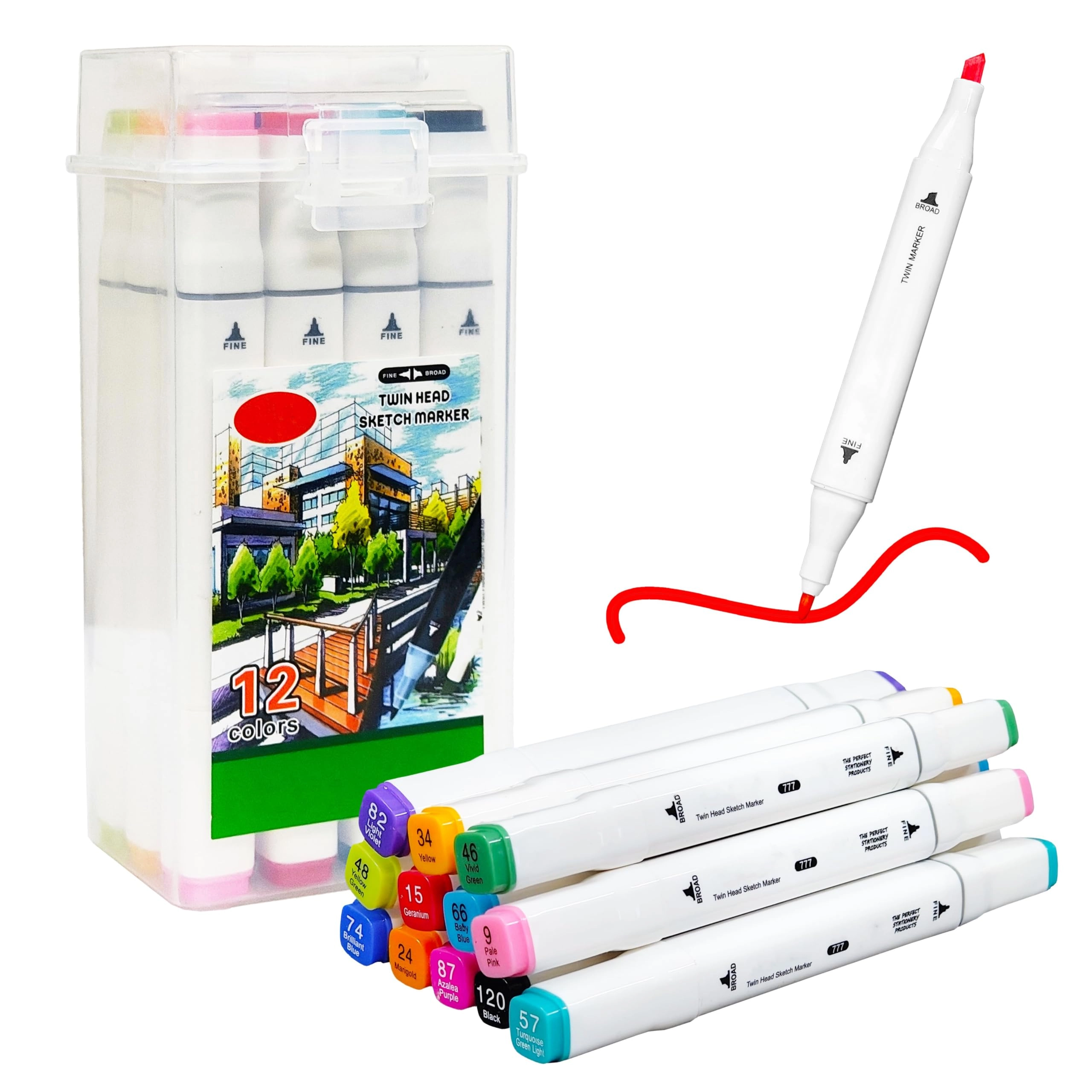 India, VGI Dual Tip Marker Cum Sketch Pen - Multicolor Chisel , Fine